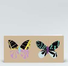 Glückwunschkarte: Schmetterlinge beige