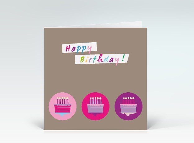 Geburtstagskarte Kleine Torten in pink Vorderseite